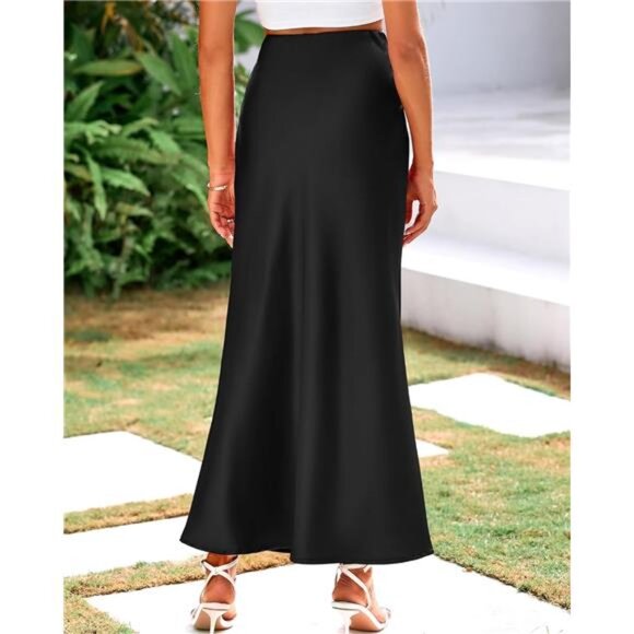 Women's Elegant High Waist Maxi Skirts Black - Picture 3 of 6